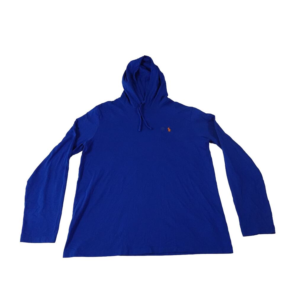 Ralph Lauren Cotton Blue Lite Weight Draw String Hoodie Men's Large NWT